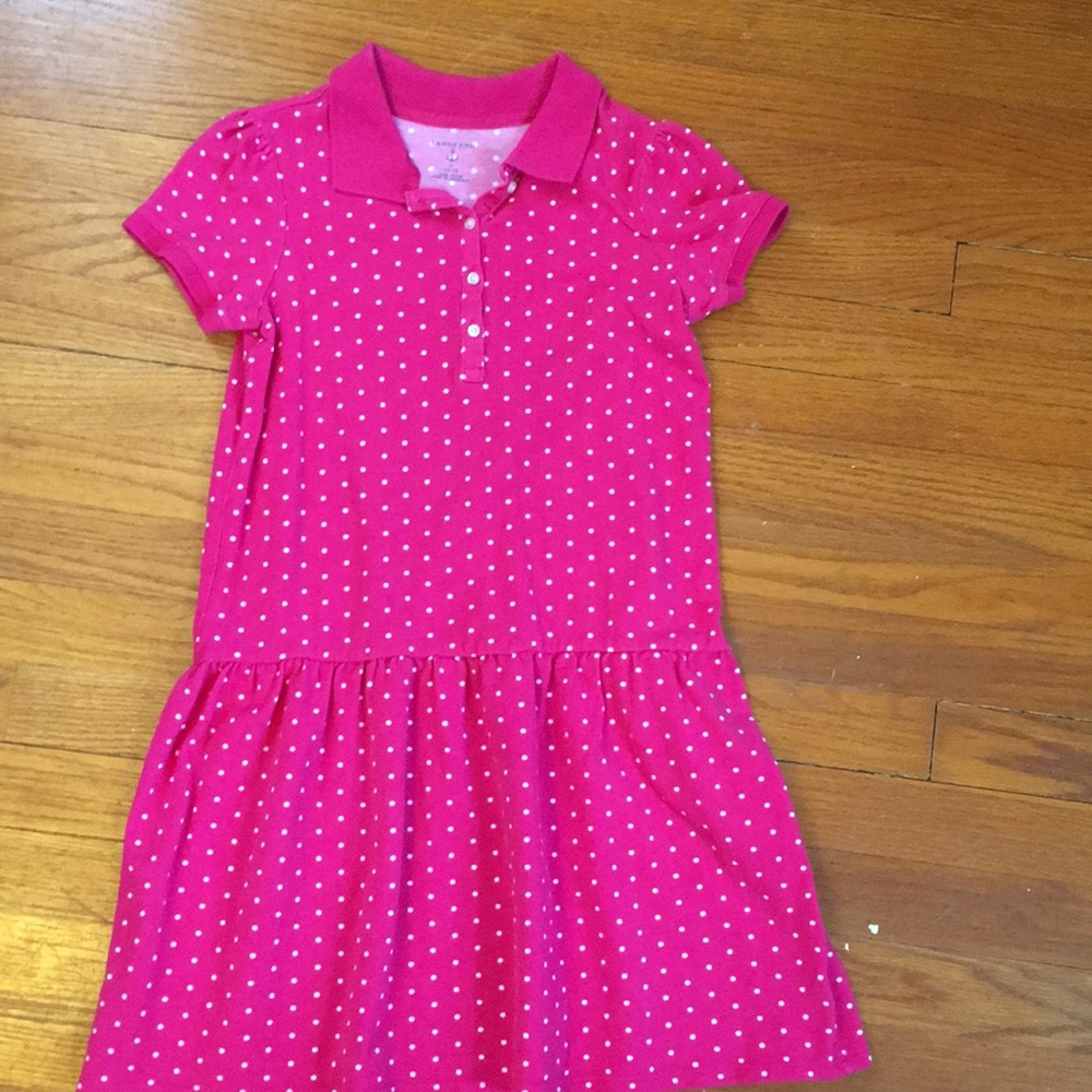 Adorable bright pink Lands End polo dress